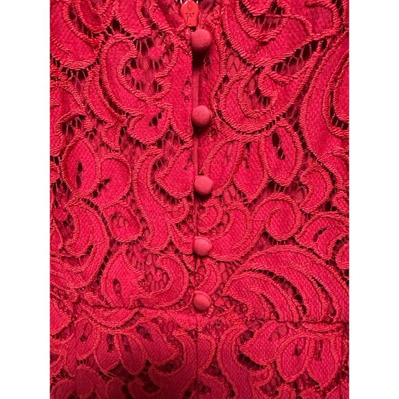 Anthropologie Moulinette Soeurs Red Lace Jumpsuit – Size 8 - Picture 5 of 13